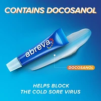 Abreva Cream Tube Cold Sore Treatment, Heals your cold sore in 4.1 days, Contains docosanol to protect healthy cells against the virus, 2 g, 2 g