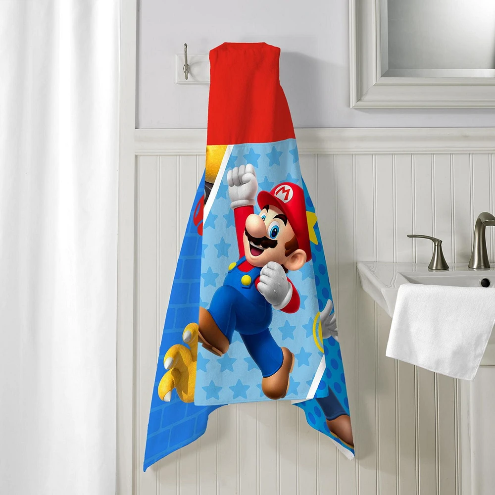 Super Mario "Fun For Us" Hooded Towel Wrap, Super Mario Hooded Towel