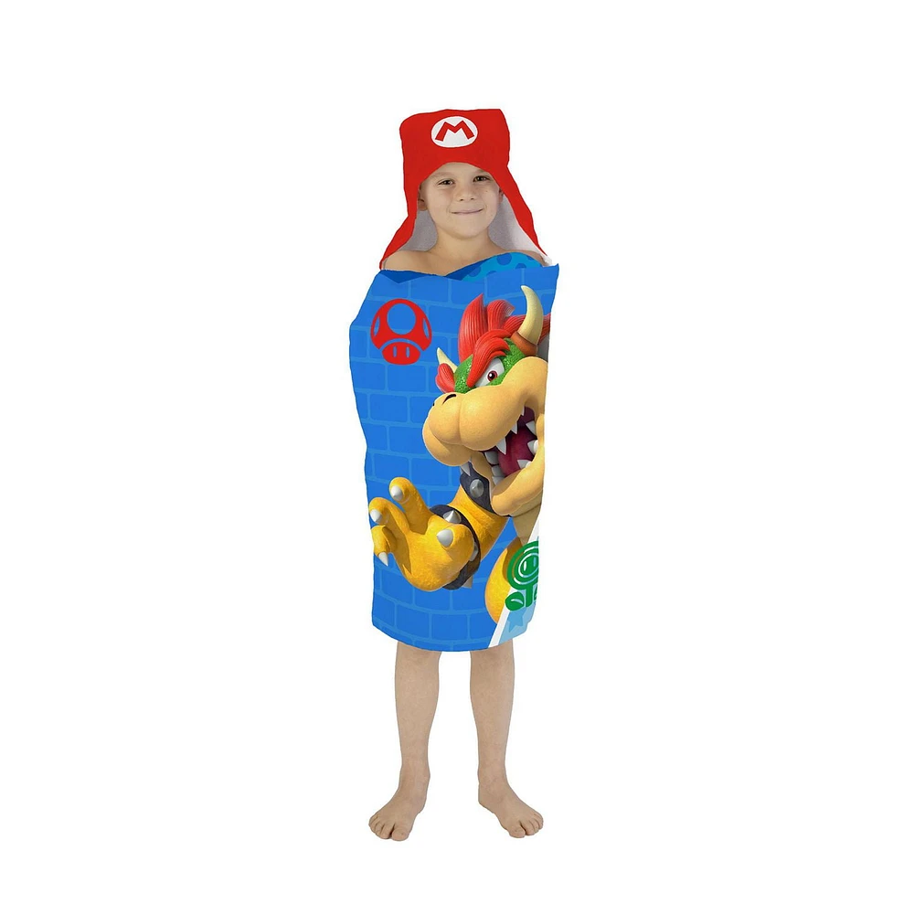 Super Mario "Fun For Us" Hooded Towel Wrap, Super Mario Hooded Towel