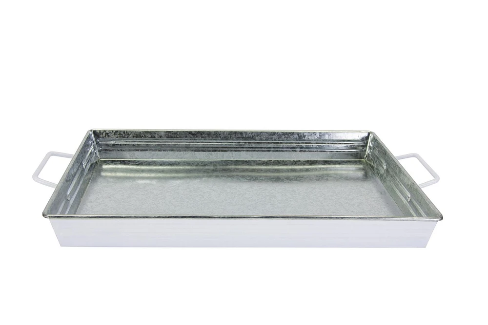 Home Trends White Metal Rectangle Tray ,1 Piece