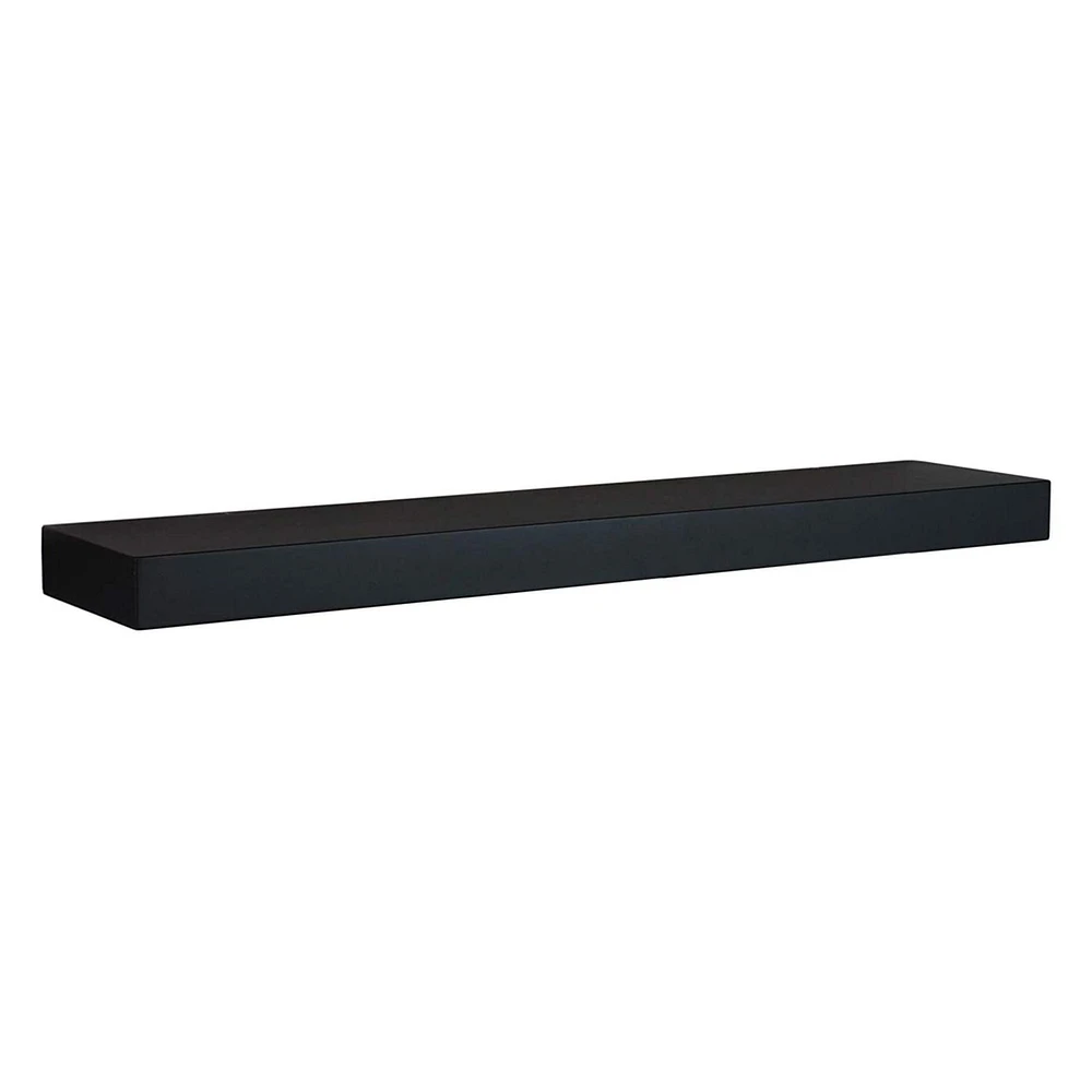 Kiera Grace Maine Simple & Classic Single Decorative Engineered Wood Floating Wall Shelf For Home, Room, & Office, 24"L x 5"W x 1.5"H, Black