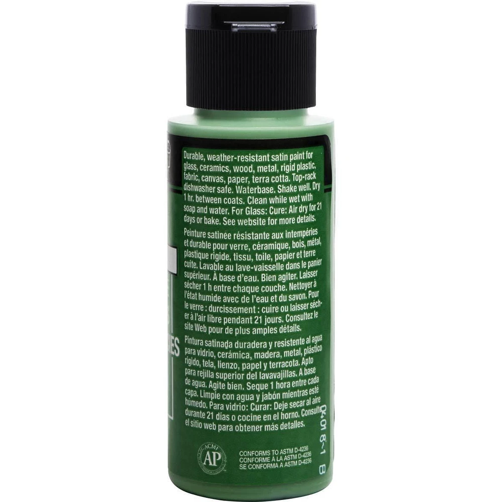 FolkArt Multi-Surface Satin Acrylic Paint, 2 oz., Bright Green, FolkArt Multi-Surface Paint