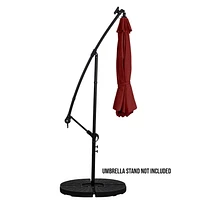 Sun-Ray 10' Offset Solar Lighted Umbrella with Cross Base - Scarlet