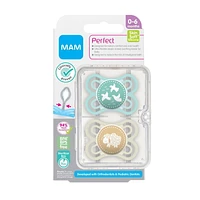 MAM Perfect Pacifiers, Baby Pacifiers 0-6 Months (2 pack), Best Pacifier for Breastfed Babies, Orthodontic Pacifier, Unisex Baby Pacifier