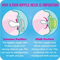 Suces MAM Perfect, suces orthodontiques (emballage de deux), suces MAM 6 mois et plus, meilleure suce pour les bébés allaités, suce pour bébé fille