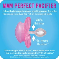 MAM Perfect Pacifiers, Orthodontic Pacifiers (2 pack) MAM Pacifiers 6-Plus Months, Best Pacifier for Breastfed Babies, Baby Boy Pacifier