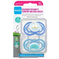 MAM Perfect Pacifiers, Orthodontic Pacifiers (2 pack) MAM Pacifiers 6-Plus Months, Best Pacifier for Breastfed Babies, Baby Boy Pacifier