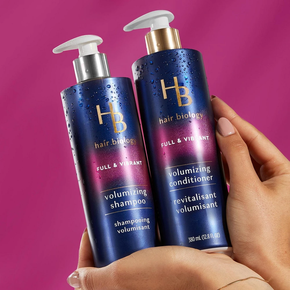 Shampooing volumisant Hair Biology avec biotine pour cheveux clairsemés, plats et fins, combat les cassures et ravive les nutriments 380 ml