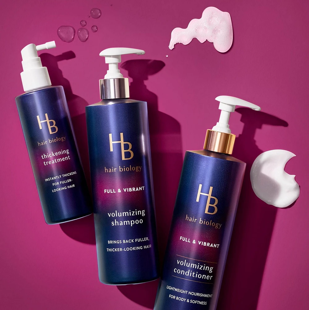Shampooing volumisant Hair Biology avec biotine pour cheveux clairsemés, plats et fins, combat les cassures et ravive les nutriments 380 ml