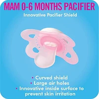 MAM Clear Collection Pacifiers (2 pack, 1 Sterilizing Pacifier Case), MAM Pacifier 0-6 Months, Baby Boy Pacifier, Best Pacifier for Breastfed Babies