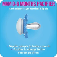 MAM Clear Collection Pacifiers (2 pack, 1 Sterilizing Pacifier Case), MAM Pacifier 0-6 Months, Baby Boy Pacifier, Best Pacifier for Breastfed Babies