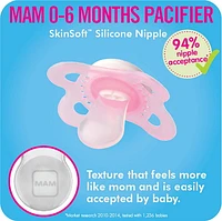 MAM Clear Collection Pacifiers (2 pack, 1 Sterilizing Pacifier Case), MAM Pacifier 0-6 Months, Baby Boy Pacifier, Best Pacifier for Breastfed Babies