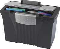 Storex File Storage Box with Organizer Lid, Letter/Legal, Black