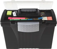 Storex File Storage Box with Organizer Lid, Letter/Legal, Black