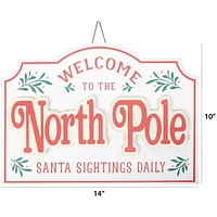 Holiday Time 14" White North Pole Christmas Sign