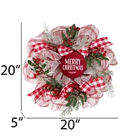 Holiday Time 20" Merry Christmas Mesh Wreath