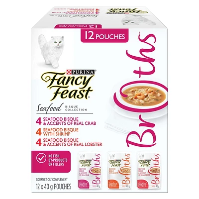 Fancy Feast Seafood Bisque Collection Variety Pack, Cat Food Complement 12 x 40 g, 12 x 40 g