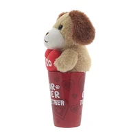 Way To Celebrate Valentine Puppy Plush in a Latte Mug