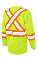 TOUGH DUCK LONG SLEEVE SAFETY T-SHIRT WITH 2" REFLECTIVE TAPE AND 4" CONTRAST BACKING.