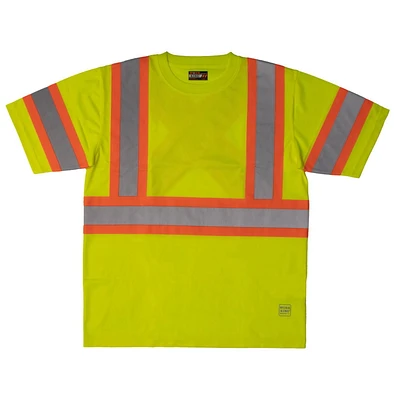 TOUGH DUCK SHORT SLEEVE SAFETY T-SHIRT WITH 2" REFLECTIVE TAPE ON A 4" CONTRAST BACKING