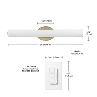 AmbianceSelect™ 24" Brass Dimmable Color Adjustable LED Integrated Vanity Light with Wall Mount Dimmer Remote, 91005758