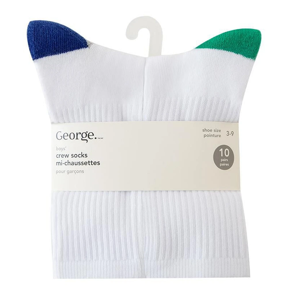 George Boys' 10 Pack Crew Socks