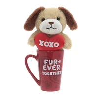 Way To Celebrate Valentine Puppy Plush in a Latte Mug