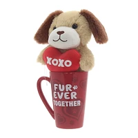 Way To Celebrate Valentine Puppy Plush in a Latte Mug