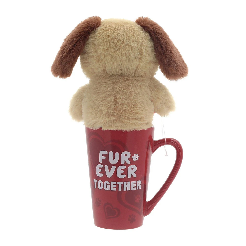 Way To Celebrate Valentine Puppy Plush in a Latte Mug