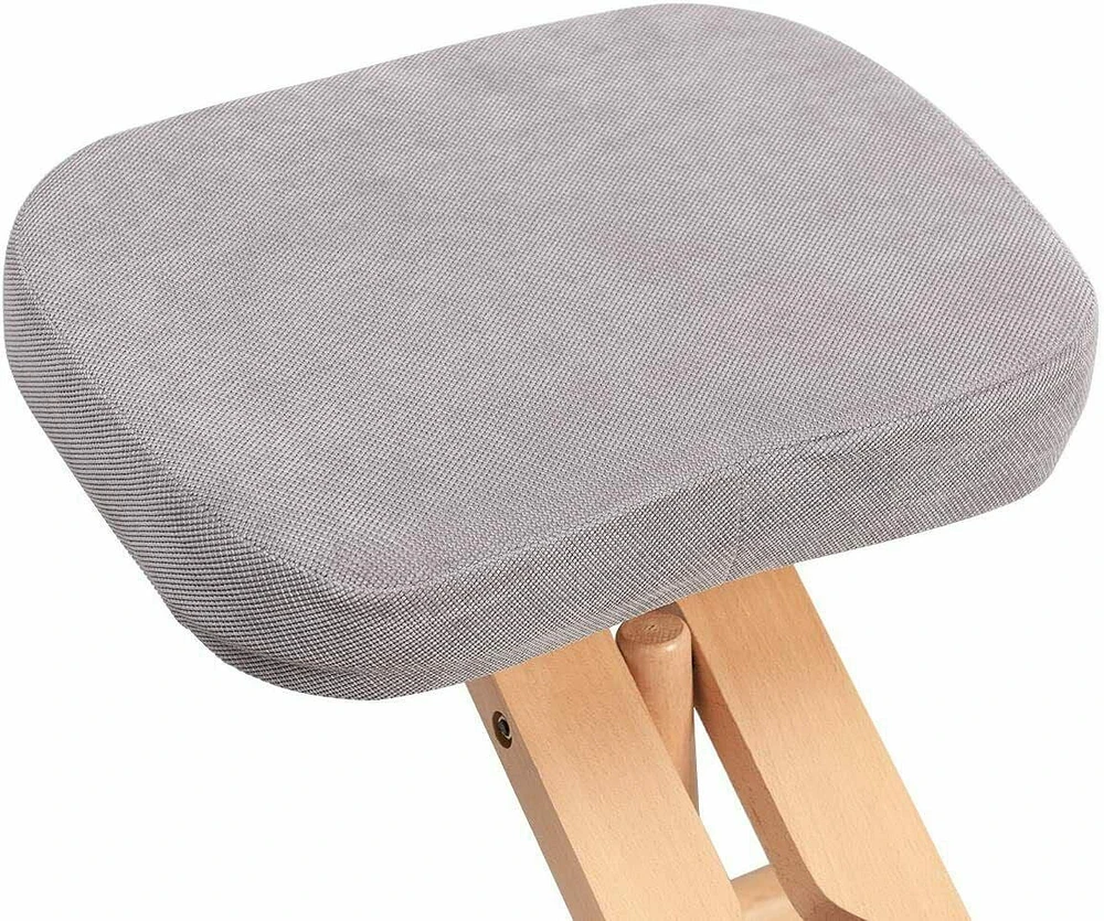 Nicer Furniture Memory Foam Natural Wooden Frame Gray Fabric Kneeling Chair