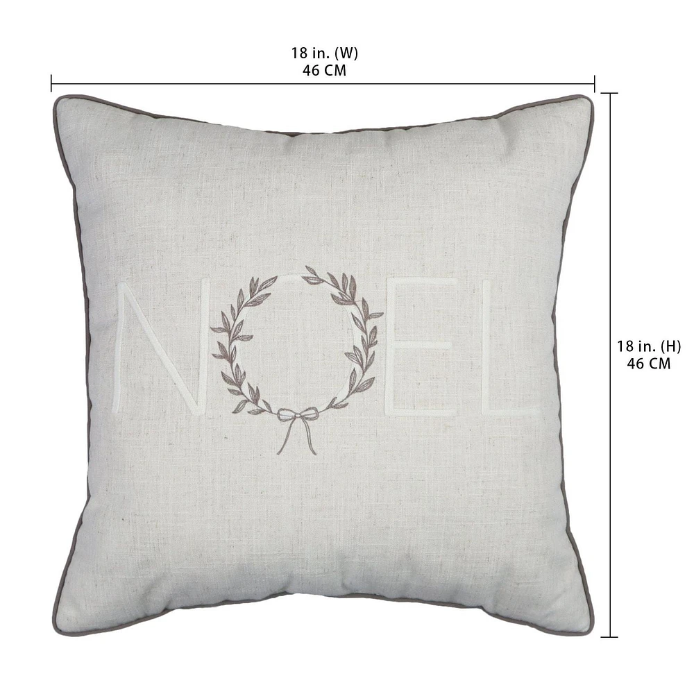 FRAÎCHE Holiday Noel Cushion, 18x18-in, 18 in. x 18 in.