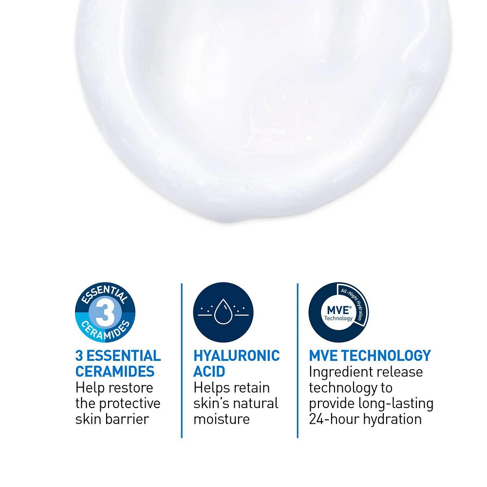 CeraVe Nettoyant Hydratant pour le Visage avec Acide Hyaluronique et 3 Céramides | Nettoyant Quotidien pour le Visage pour Peau Normale à Sèche | Sans Parfum Nettoyant Efficace et Non Gras