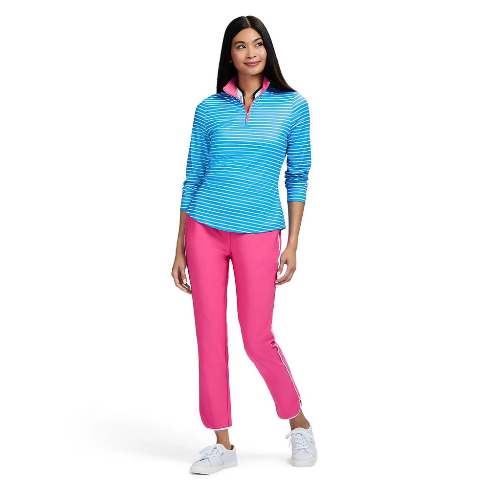 IZOD ZABRINA STRIPED ZIP PULLOVER<br>