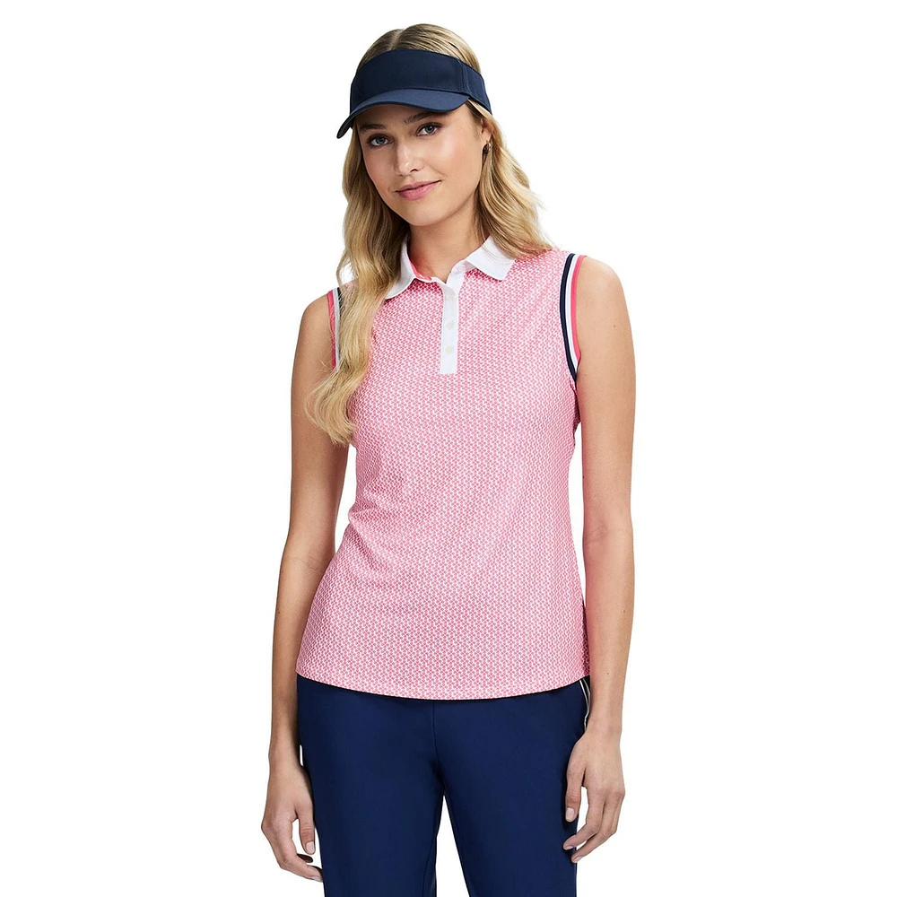 IZOD ALLY PRINTED SLEEVELESS POLO