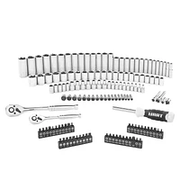 HART 140-Piece 1/4 and 3/8-inch Mechanics Tool Set, Chrome Finish