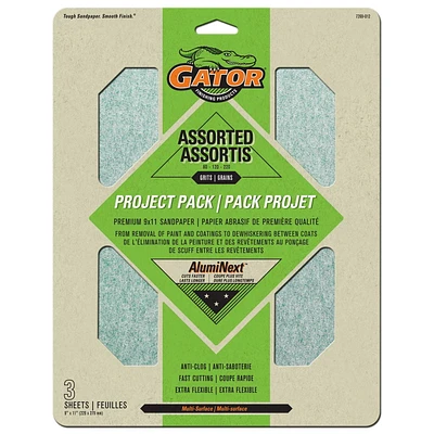 GATOR Premium Sanding Sheets 9x11, Assorted Grits 80/120/220