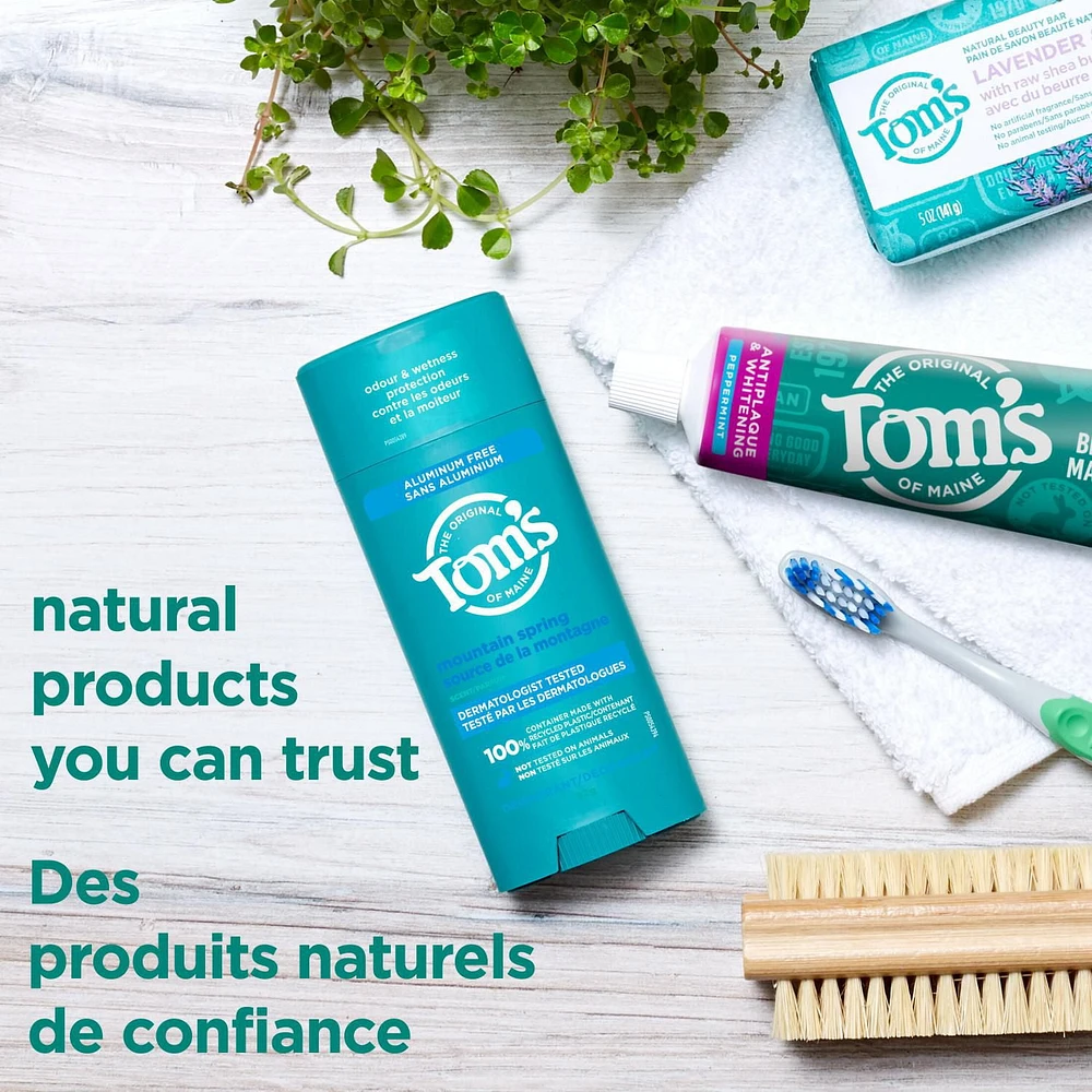 Tom’s of Maine Mountain Spring Natural Deodorant for Men and Women, Aluminum Free, 92g, Tom's of Maine Mountain Spring Deodorant