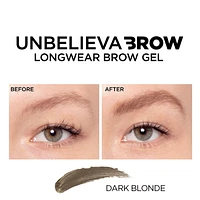 L'Oreal Paris Unbelieva-Brow, Eyebrow Gel, Waterproof Tinted Brow Gel that Stays for Up to 48 Hours, No Smudge, No Transfer, Sweat Resistant, Dark Blonde, 0.15 fl. oz., Tinted Eyebrow Gel