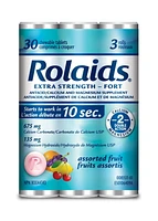 Rolaids Extra Strength Antacid, Fruit Flavour, 3x10 Count, Fast & Effective Relief of Heartburn, 3x10 Tablets