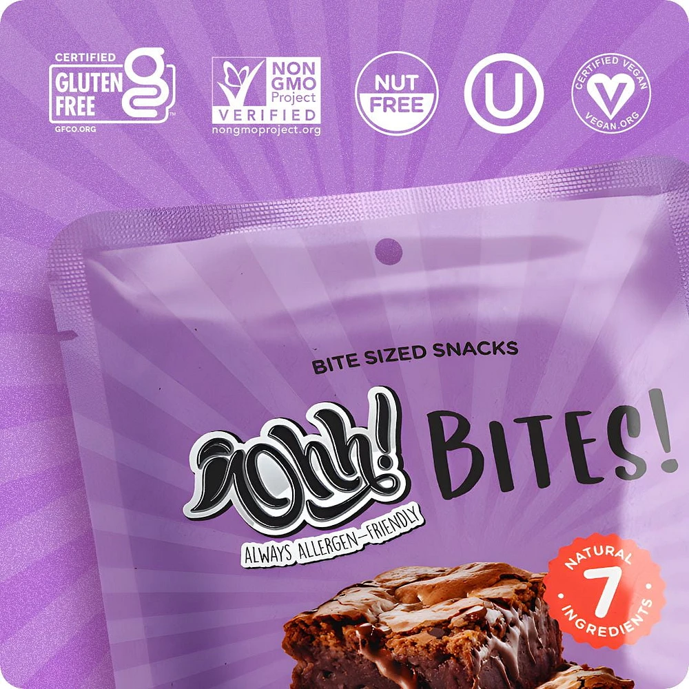 Ohh! Foods Brownie Batter Snacking Bites (60g), Gluten-Free, Vegan, Wheat-Free, Free From the Top 10 Common Allergens.