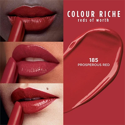 Rouge à lèvres Colour Riche Reds of Worth L’Oréal Paris, rouge à lèvres rouge, rouge à lèvres longue tenue avec formule qui résiste aux bavures imprégnée d’huile d’argan et de vitamine E, fini satiné, Prosperous Red, 3,7 g (0,13 oz) Rouge à lèvres satiné