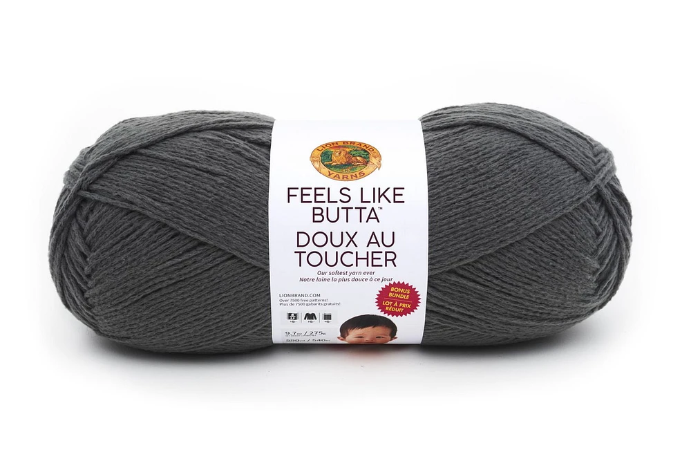 Lion Brand Yarn 123-150 Feels Like Butta Charcoal Super Soft Baby Yarn