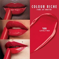 Rouge à lèvres Colour Riche Reds of Worth L’Oréal Paris, rouge à lèvres rouge, rouge à lèvres longue tenue avec formule qui résiste aux bavures imprégnée d’huile d’argan et de vitamine E, fini satiné, Prosperous Red, 3,7 g (0,13 oz) Rouge à lèvres satiné