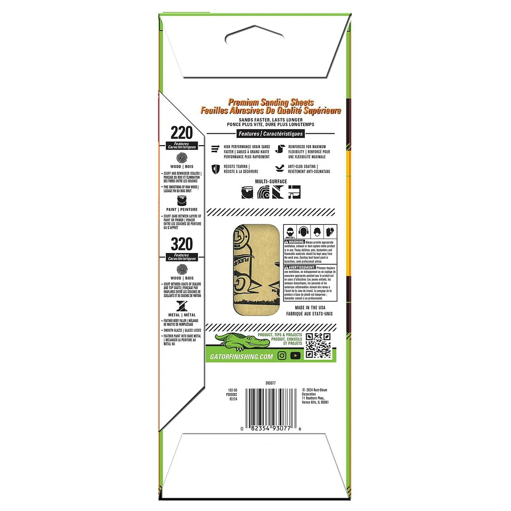 Gator Premium Sanding Sheet, 220/320Grit (10 sheets)