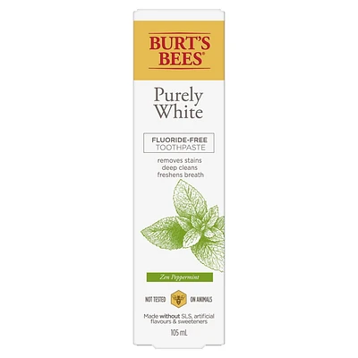 Dentifrice sans fluorure Burt’s Bees Blancheur pure, saveur Menthe poivrée zen 150 ml