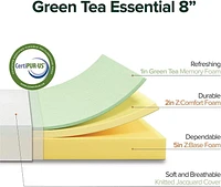 Zinus Inch Green Tea Essential Memory Foam Mattress, Bed-in-a-Box, Affordable Mattress, CertiPUR-US Certified