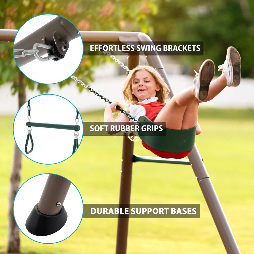 LIFETIME Kids Swingset with Heavy Duty Bars, 2 Swings and 1 Trapeze