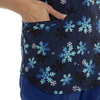 Scrubstar Women's "Ombre Snowflakes" V-Neck Print Top