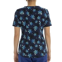 Scrubstar Women's "Ombre Snowflakes" V-Neck Print Top