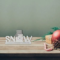 Wooden Table Top Snow Decor